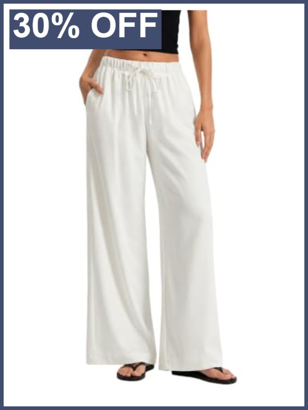 Wide Leg Palazzo Pants Wrinkle-Resistant High Rise with Pockets, 96% Polyester